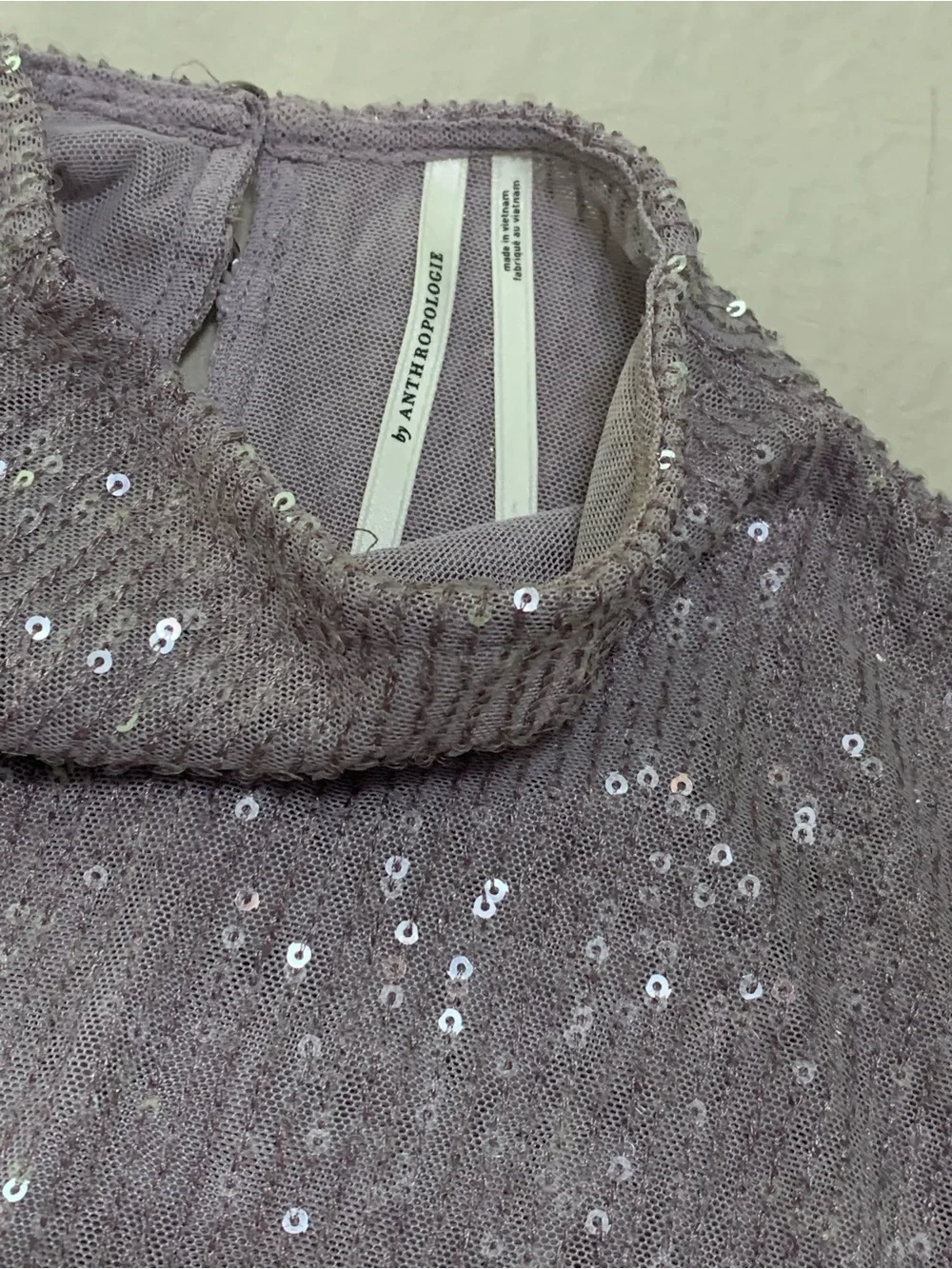 Anthropologie Lavender Sequin Mock-Neck Tank - Picture 9 of 11